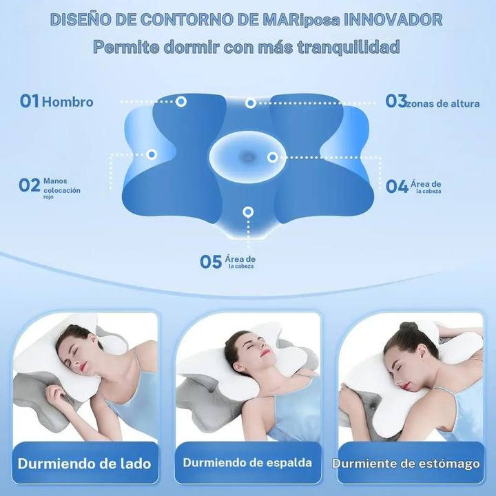 Esquema de las cinco zonas ergonómicas del diseño de contorno de mariposa